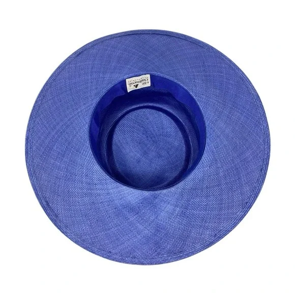 VTG Liz Claiborne Womens Pewter Blue Boater Lightweight Straw Sun Hat - Bow - Picture 6 of 7